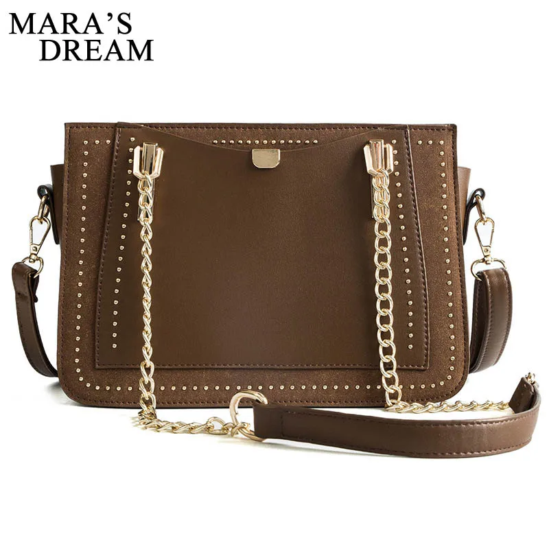 

Mara's Dream 2019 New Solid Color Matte Three-dimensional Square Bag Polyester Rivet Shoulder Diagonal Portable Handbag