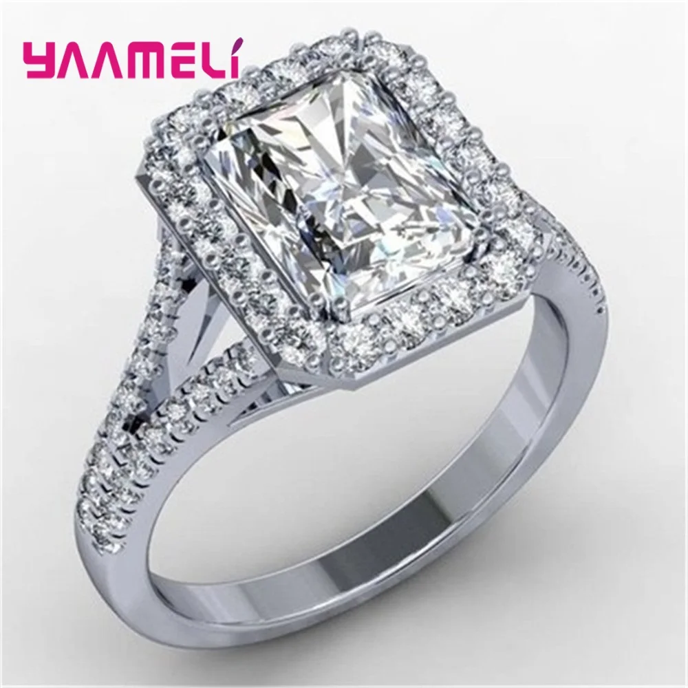 

Luxury Brand Jewelry White Color 925 Sterling Silver Inlay Cubic Zirconia Unique Shaped Ring for Women Wedding Engagement