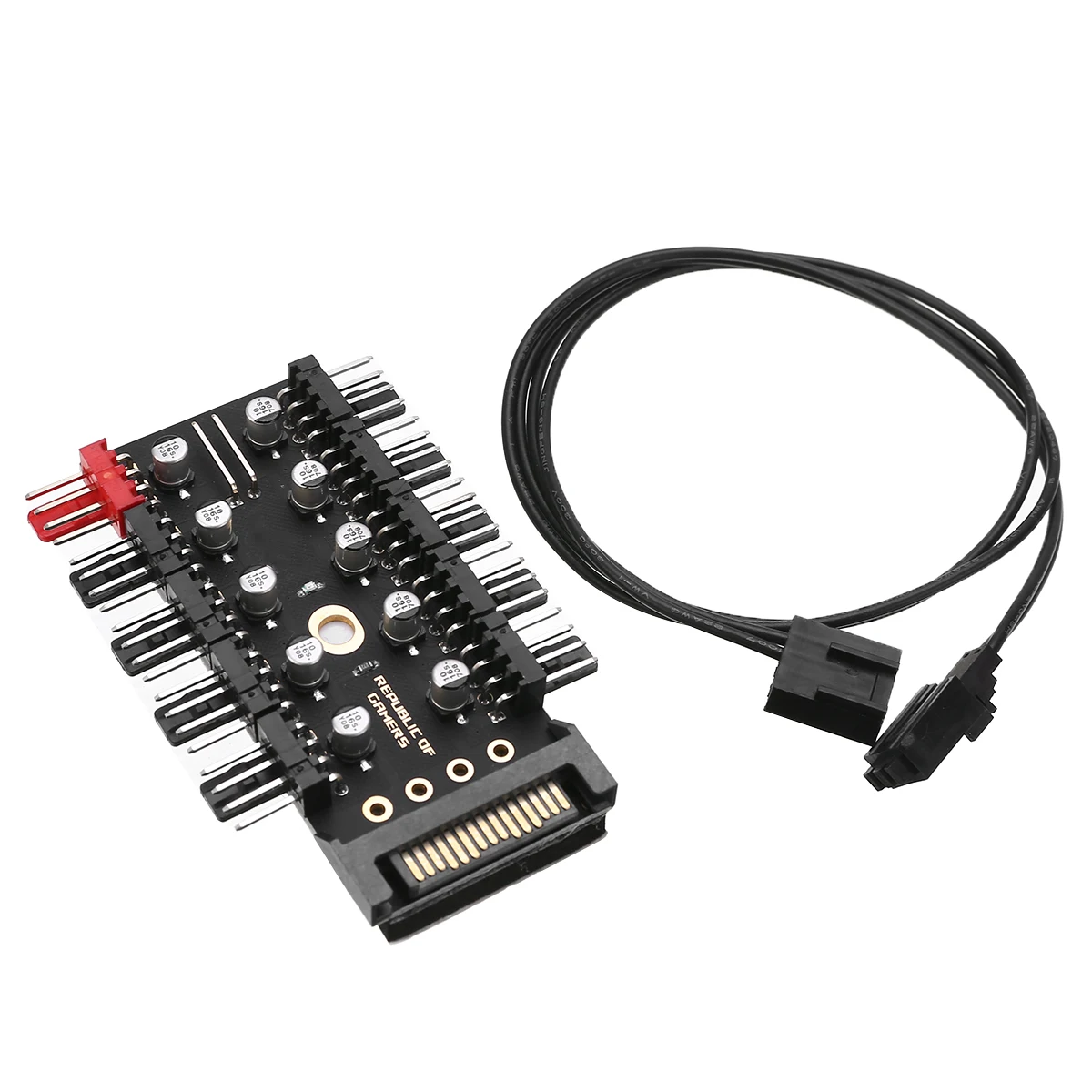 For PC Mining 1 to 10 4Pin Cooling Fan Hub PWM Cable Splitter Computer 12V SATA LED Power Supply Speed Controller Adapter Pohiks