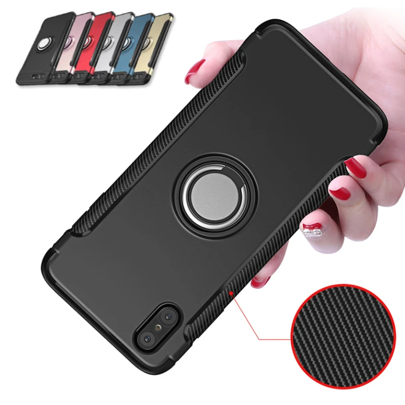 Универсальный магнитный автомобильный держатель чехол для iPhone X 7/8 Plus чехол 360 Вращающийся палец кольцо чехол для телефона