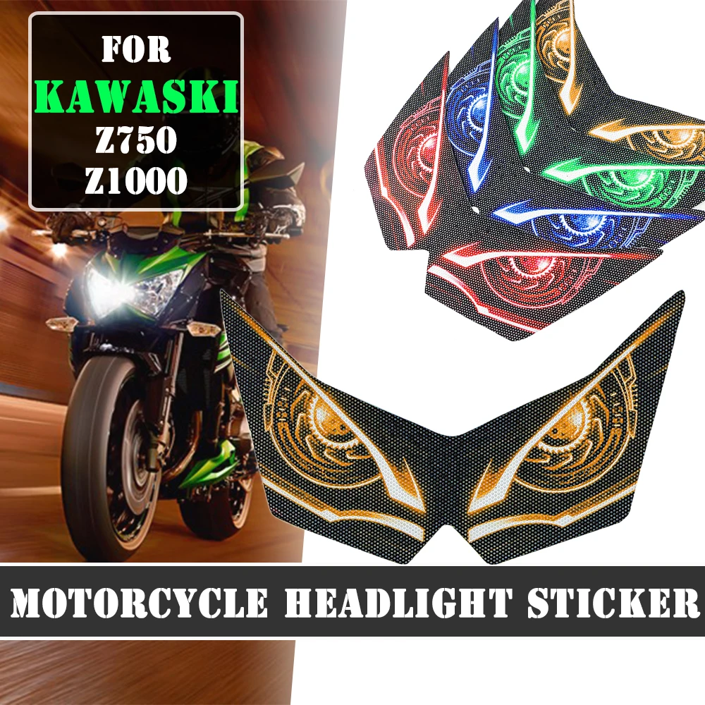 Motorcycle 3D Front Fairing Headlight Stickers Head light Sticker protection Guard For KAWASAKI Z750 Z1000 Z 750 1000 Z 3b0941531 chrome headlight control switch fog light knob for vw passat b5 b5 5 golf jetta bora mk4 polo 9n 9n3 lupo transpoter