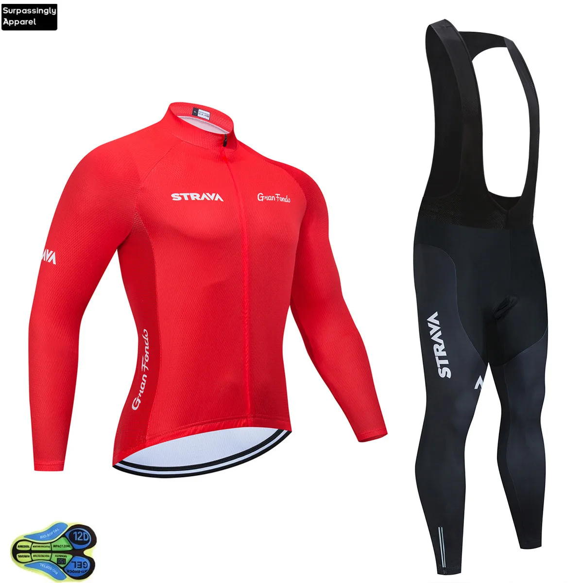 2020 Ropa Ciclismo STRAVA красный веломайка и шорты Комплект с длинным рукавом Осень 12D