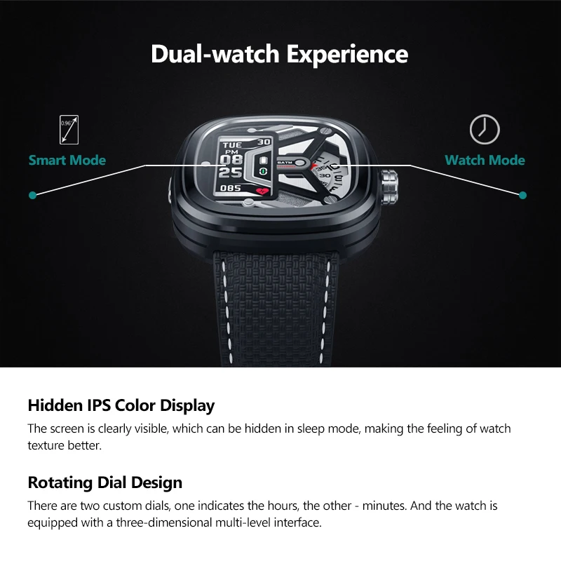 Zeblaze Hybrid 2 умные часы с частотой сердечных сокращений 50 м водонепроницаемые 0,9" ips модные и стильные промышленные элементы длительный срок службы батареи