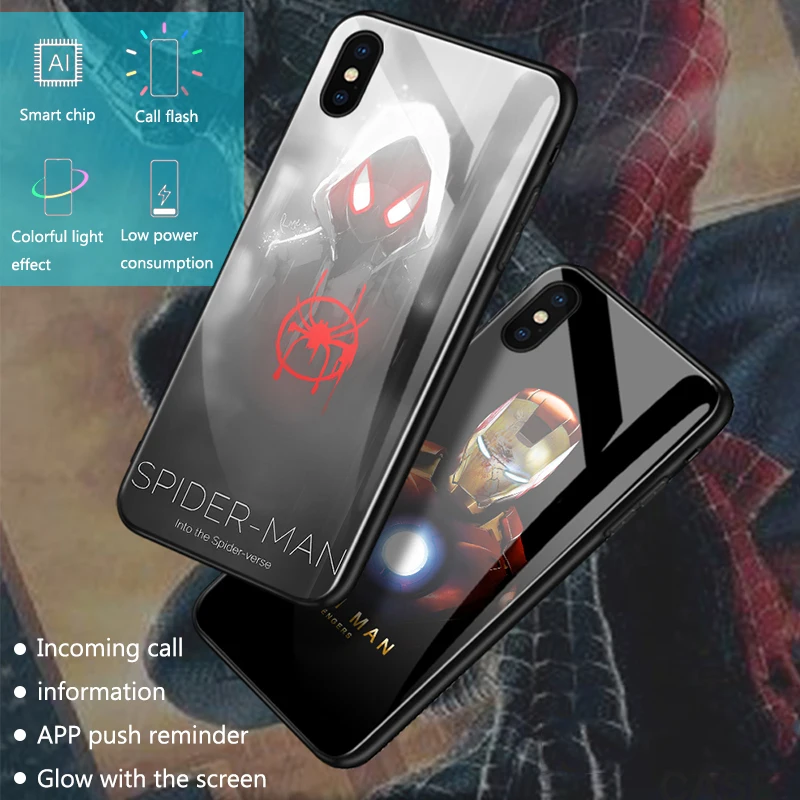 Чехол для телефона из закаленного стекла для iPhone 11 Pro Max, чехол для iPhone 8, 7, 6s Plus, XS MAX, XR, XS X, светодиодный корпус для вспышки, чехол