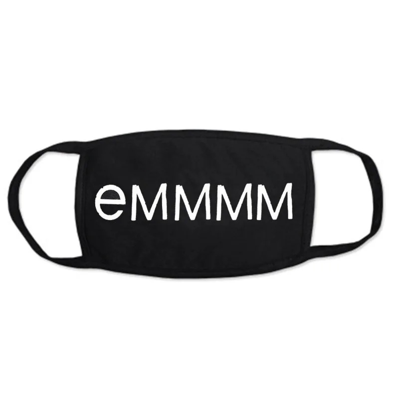 Black emmm Горячие Маски KPOP очистки рот хлопок мужские и женские Вечерние Маски черная Милая маска белый Принт креативный Забавный персонаж теплая маска - Цвет: Black emmm
