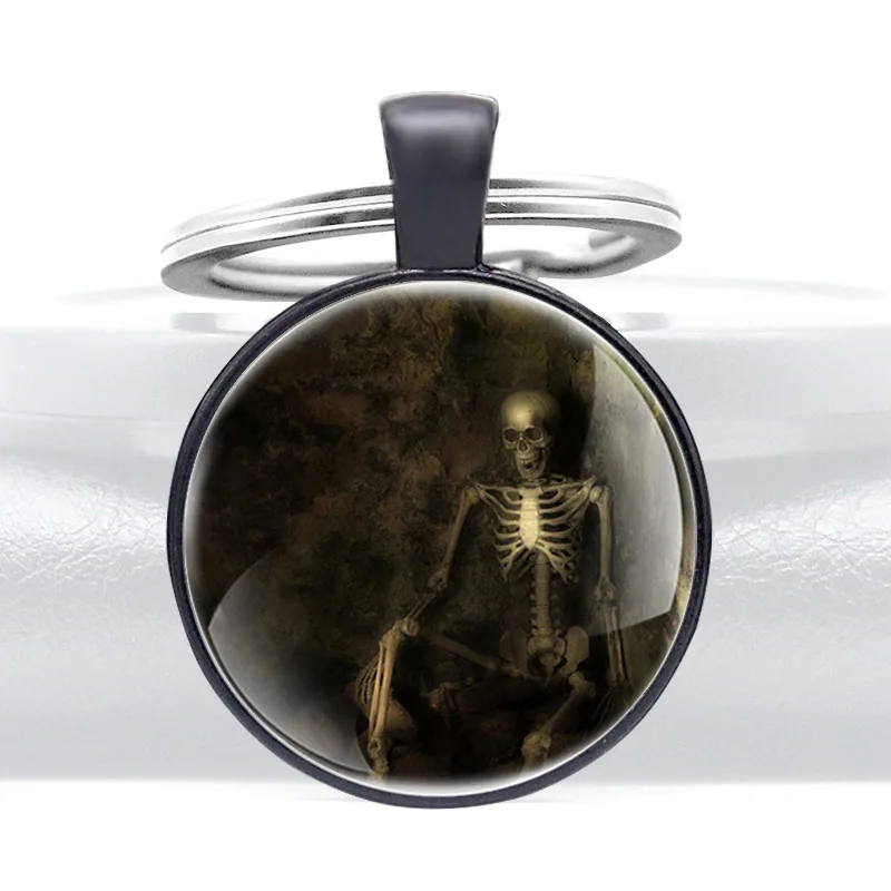 New Arrival Unique Skull Skeleton แก้วโดม Key ผู้ชายผู้หญิง Key แหวน ...