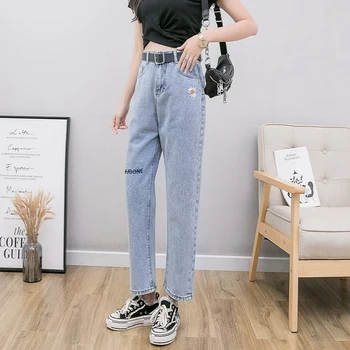 

Blue Jeans Woman Plus Size Denim Pants Ladies High Waisted Jean Taille Haute Femme Vintage Mom Casual New 2020