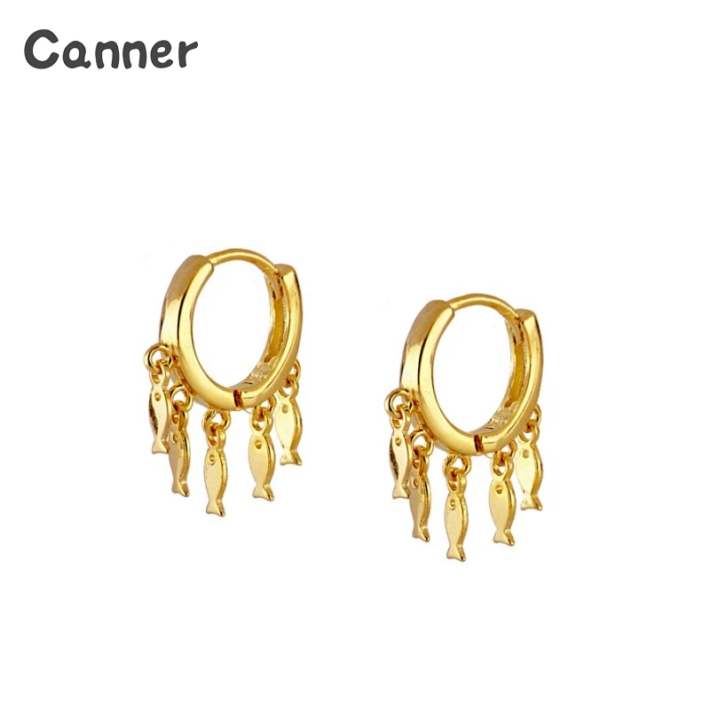 

Canner Glossy Pendant Small Fish Hoop Earrings for Women Girls Kids 925 Sterling Silver Jewelry Birthday Earrings Orecchini
