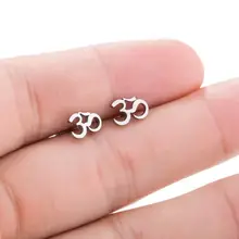 SMJEL персонализированные OM Серьги с символом женские черные серьги из нержавеющей стали мотоциклетные медитационная Йога ювелирные изделия в стиле минимализма