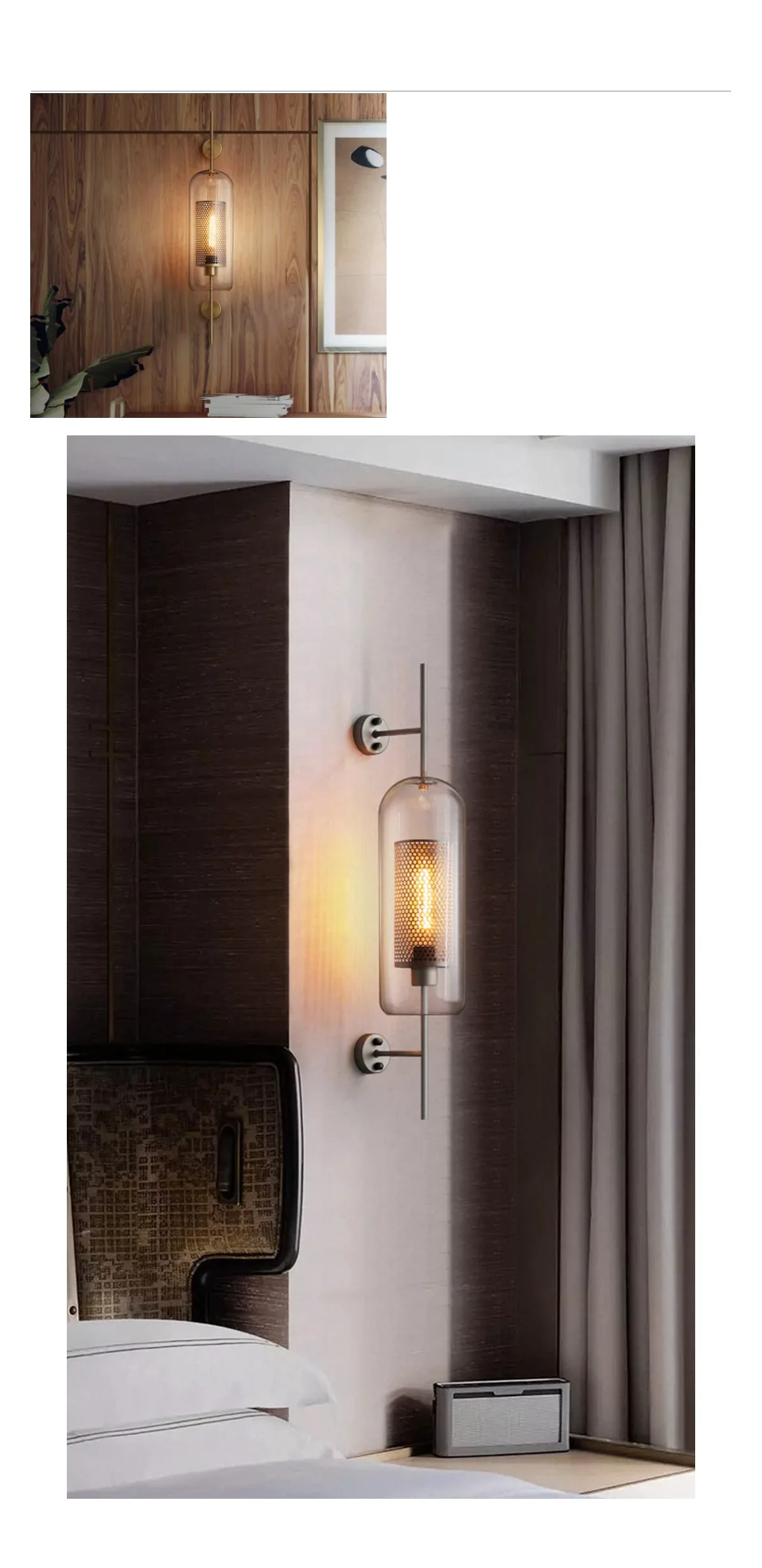 Wandlamp Lamparas промышленный Ретро стиль светодиодный винтажный настенный светильник прозрачный стеклянный светильник для кухни ресторана лофт настенные бра