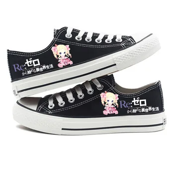 

Cosplay Shoes Re:Life in a different world from zero Fashion Casual Low-top canvas shoes Rem Ram Printing Shoes