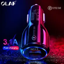 Олаф автомобильное зарядное устройство Быстрая зарядка 3,0 двойное автомобильное usb-устройство для зарядки телефона для samsung S8 S10 iPhone 7X8 Xiaomi huawei qc 3,0 Автомобильное зарядное устройство s