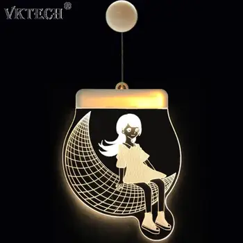 

LED Fairy String Light Hanging Wall Lamp Suction Cup LED Night Light Wedding Party Window Decor Girl/Star/Butterfly/Boy/LOVE