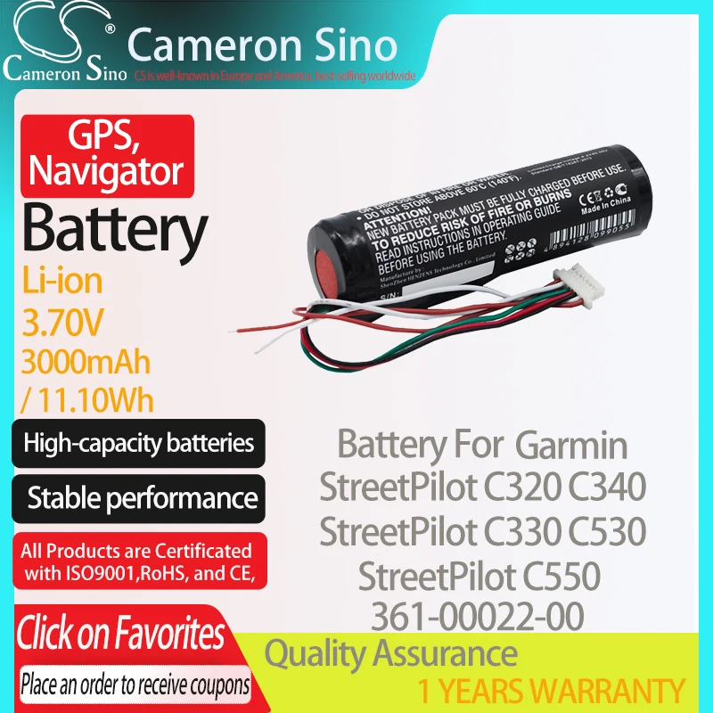 Аккумулятор CameronSino для Garmin StreetPilot C320 C340 C330 C530 C550 подходит 361-00022-00 GPS аккумулятор