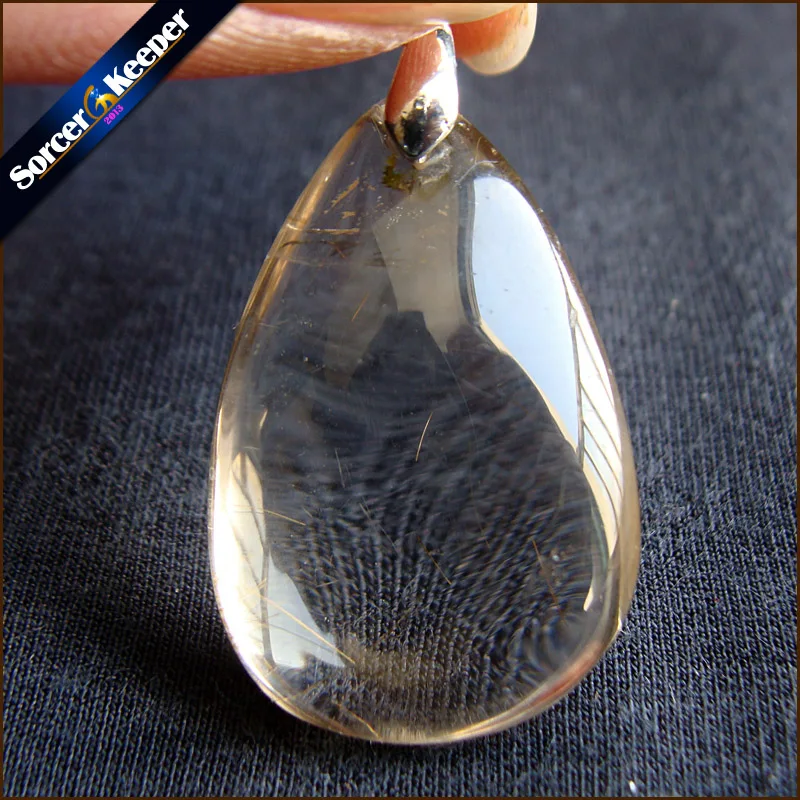 

Genuine Natural Gold Rutilated Quartz Crystal Cabochon Setting Necklace Pendant Stone Beads for DIY Jewelry Making OS904