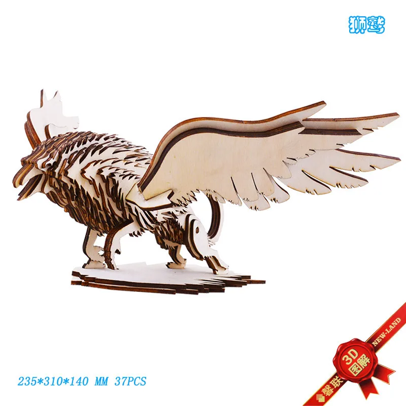 

Griffin Wooden DIY Jigsaw Puzzle 3D Animal Model Eagle Desktop Furnishings Educational Gift Toy