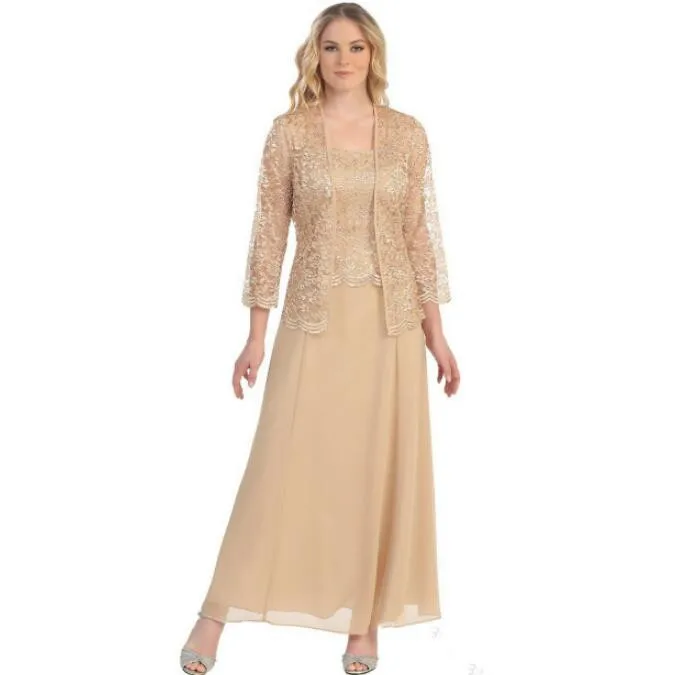 Платья для матери невесты на свадьбу, шифоновый кружевной жакет с длинным рукавом размера плюс, халат, платье, костюмы для женщин, Vestido De Madrina