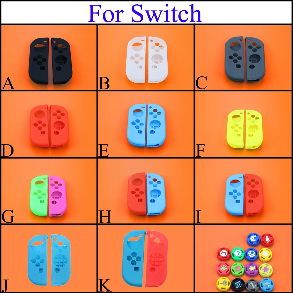Мягкий силиконовый защитный чехол для Nintendo Switch + 2 ручки джойстика NX NS Joy