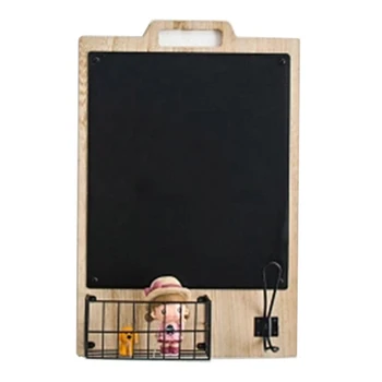 

Nordic Wooden Wall Hanging Decoration Shelf with Blackboard Organizer Storage Holder Home Message Board Wood Color