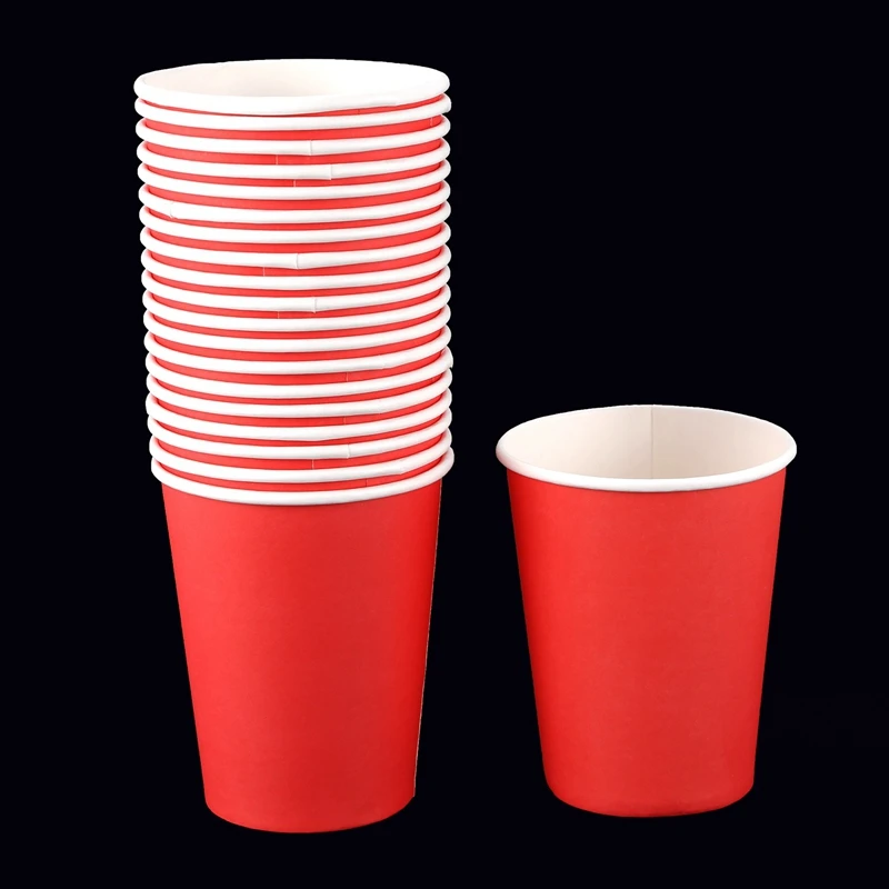 40 бумажных стаканчиков(9 унций)-однотонные цвета посуда для вечеринки в честь Дня Рождения питание(красный и желтый