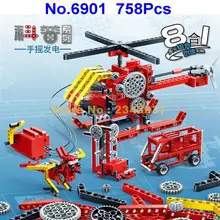 6901 758 шт 8в1 technic автобус Ветряная мельница вертолет птица колесо обозрения ручной Электрогенератор Электрический строительный блок игрушка