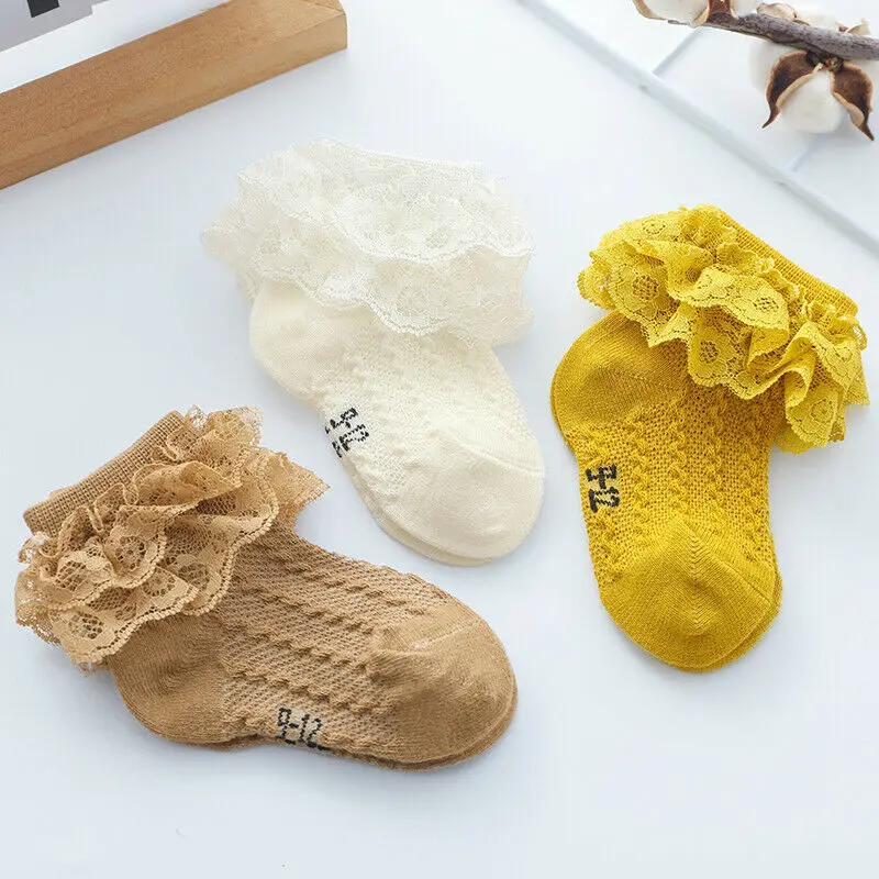 Носки для новорожденных, носки с кружевными бантами для маленьких девочек, Осенние мягкие носки принцессы с цветочным принтом для малышей