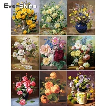EverShine Picture By Numbers Hand Painted Flowers Wall Art DIY Kits Drawing Canvas Peony Home Decoration