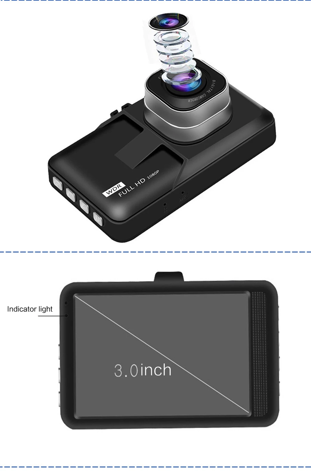3-дюймовый HD 1080P Автомобильный видеорегистратор DVR камера ночного видения многослойная фильтровальная анализ циклическая запись