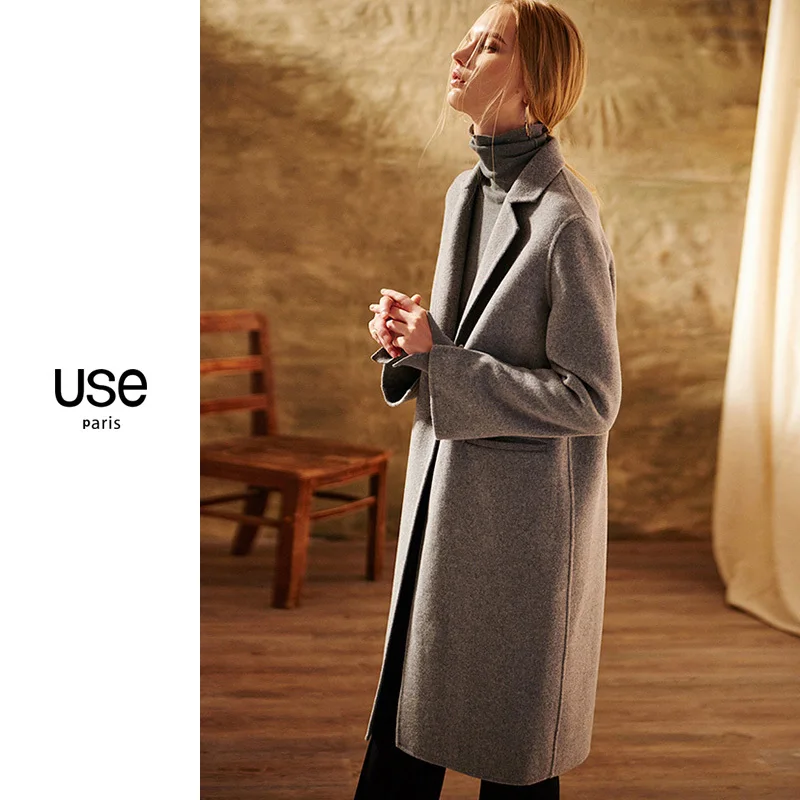 

Spring Autumn 80% Wool Coat Female Long Elegant Ladies Woolen Jacket Women Korean Fashion Blend Coats Manteau Femme 0111