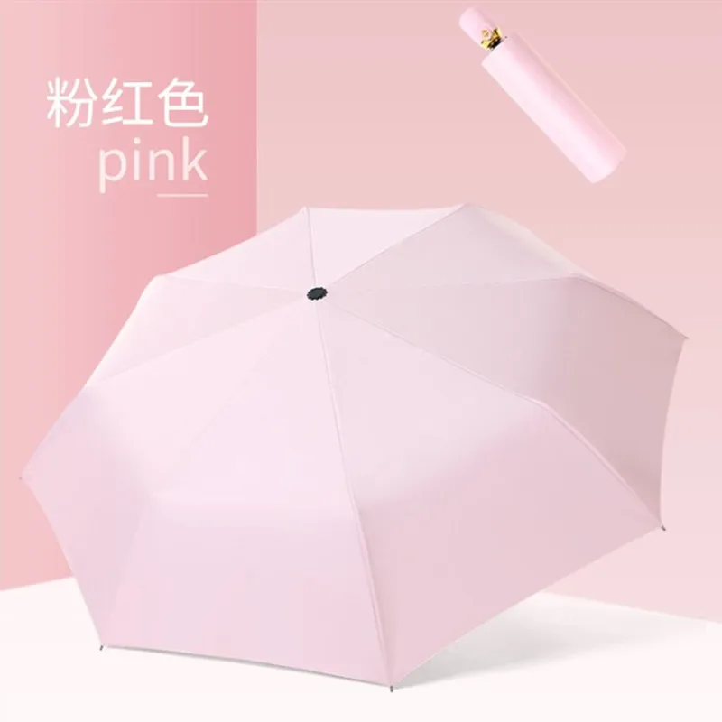 pink Цветочный зонтик черное покрытие солнцезащитный Солнечный зонтик дождь женщина три складной зонтик женский Автоматический принцесса зонтик подарок - Цвет: pink
