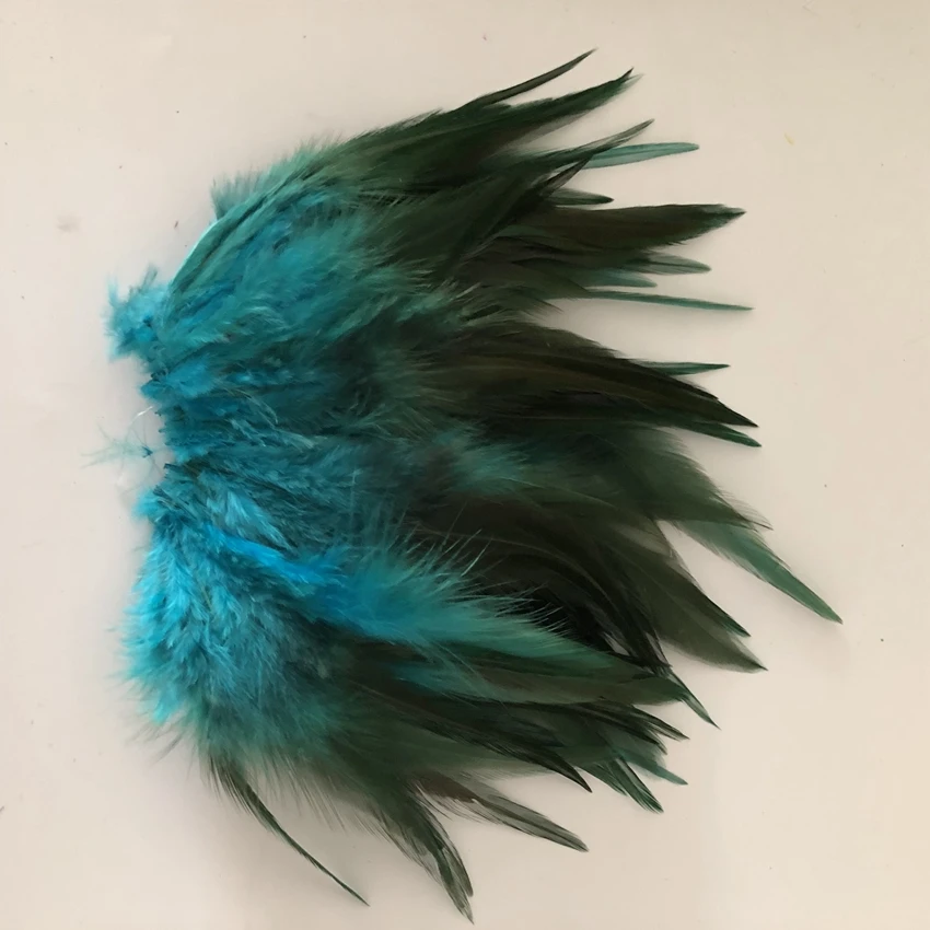 turquoise Перья Strungs 1 ярд/лот обесцвечивание Редкий Натуральный Коричневый натянутые петушиные перья для секса косплей костюм полоски кружевная бахрома - Цвет: turquoise