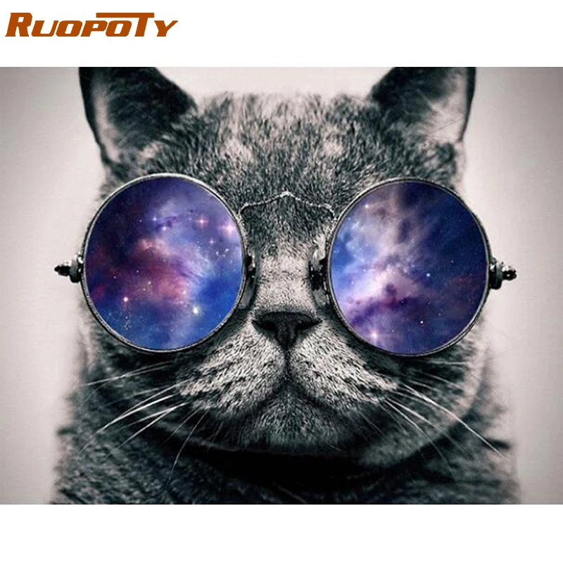 Ruopoty Рамка Изображения пронумерованы животные Diy Краска ing по номерам набор кошка Современная Настенная художественная акриловая краска по номерам для домашнего декора