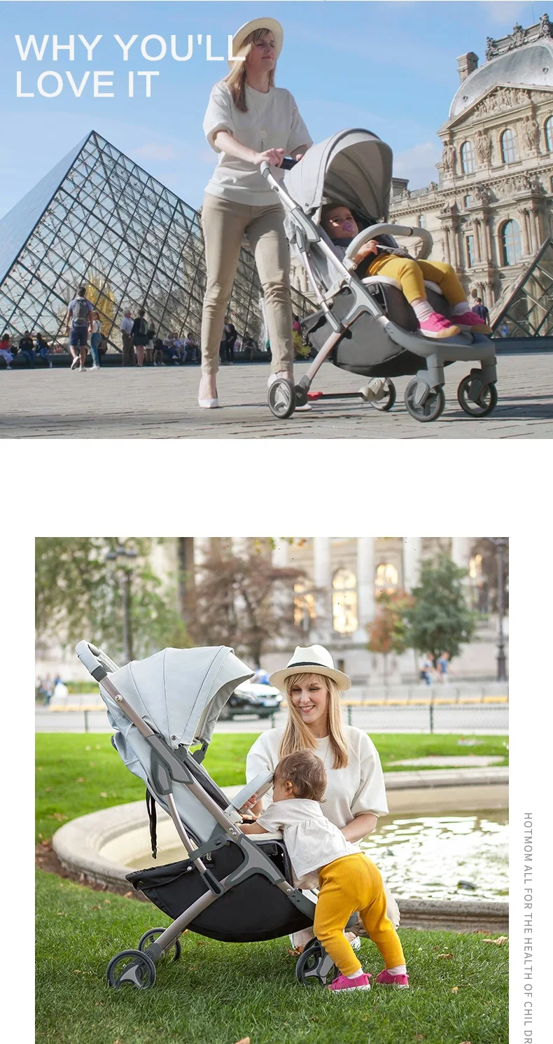 Детская коляска Hotmom для детей 0-3 лет, детский складной Ультра-светильник, детская коляска, детская коляска, можно кататься на лежащей тележке с зонтиком и автомобилем