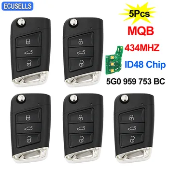 

5Pcs/Lot Flip Remote Key 434MHz ID48 Chip HU66 for VW for Volkswagen MQB For Golf VII Golf 7 MK7 Skoda Octavia A7 5G0 959 753