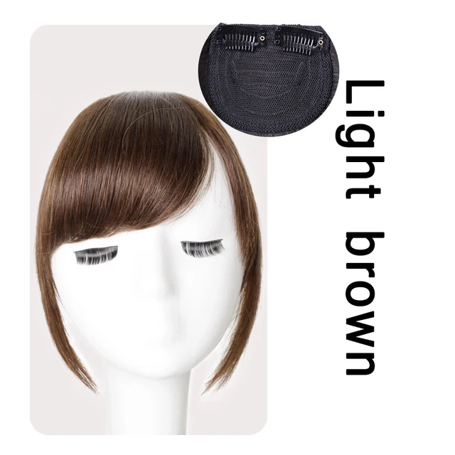 MEIFAN Clip in Hair Bangs Extension Hairpiece Synthetic Natural Fake Bang Hair Piece Air Bangs Clip on Bangs Black Brown al11-2-30