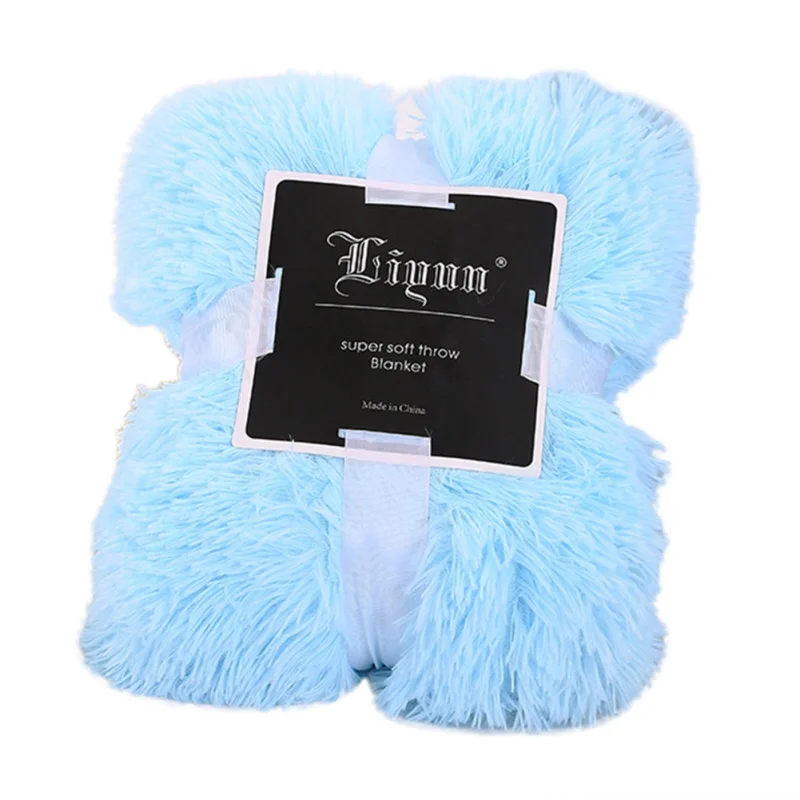 Long Plush Velvet Blanket Soft Warm Bedding Blanket Throw For Winter Bed Sofa High Quality Home Textile - Цвет: Небесно-голубой