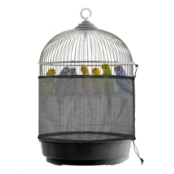 

Universal Practical Bird Cage Cover Seed Catcher Adjustable Drawstring Birdcage Nylon Mesh Net Cover Skirt Guard