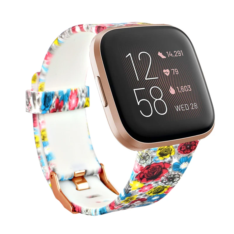 classic flower2 Цветочный ремешок для часов, сменный силиконовый ремешок для Fitbit Versa 2/Versa Lite/Versa, аксессуары для браслетов - Цвет: classic flower2