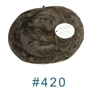 420 # Eversilky Fine Mono и PU силиконовый wtih Швейцарский Кружевной передний Мужской зажим для парика Remy человеческие замена волос система протеза - Парик Цвет: 420 #