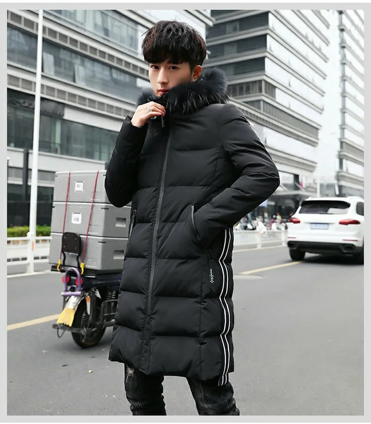 Winter long parkas Men Jackets Thicken Warm Coat slim Casual Jacket Hooded outerwear Collar detachable High Quality cotton Parka