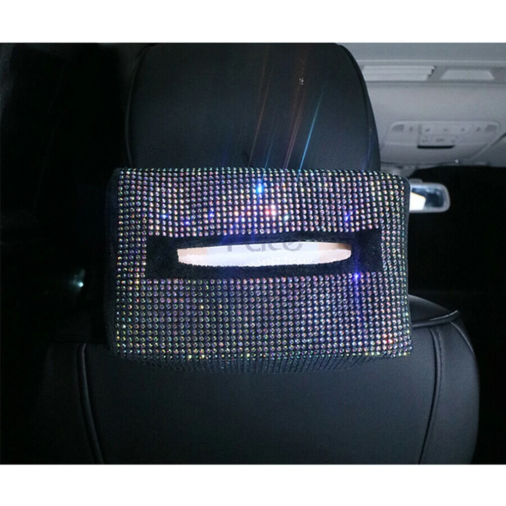 Многофункциональный Блестящий Алмазный автомобильный бумажный футляр для салфеток, чехол для салфеток, солнцезащитный козырек, заднее сиденье автомобиля