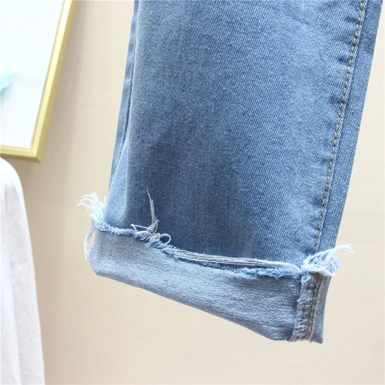 Женские джинсы, прямые, узкие брюки, высокая талия, мама, рваные джинсы, ropa mujer, свободные, длина по щиколотку, джинсовые брюки