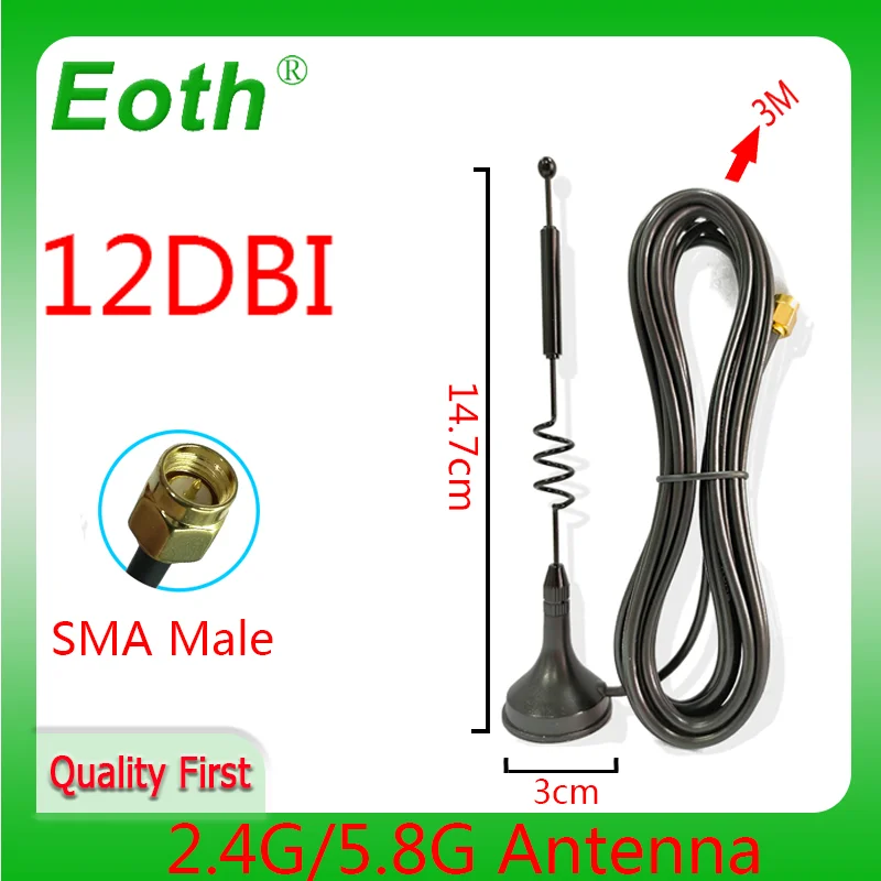 EOTH 2.4g 5.8g antenna 12dbi sma male wlan wifi dual band antene iot module router tp link signal receiver antena high gain