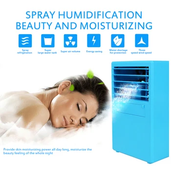 

US NEW Mini Portable USB Desktop Air Cooler Fan Air Conditioner 2 Colors Conditioning spray Humidifier Purifier hanging neck