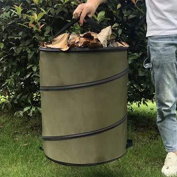 

Yard Home Outdoor With Handles Reusable 10 Gallon Gardening Bag Leaf Trash Can Collapsible Container Release Buckle Waste