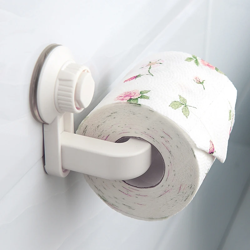 Plastic Suction Cup Toilet Roll Holder Tissue Paper Hanger Holder Bathroom 