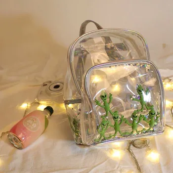 

Star Alien Backpack Cute Laser Bag Harajuku Schoolbag for Teen Girls Casual Beach Bag Chic Waterproof Clear Women Backpack