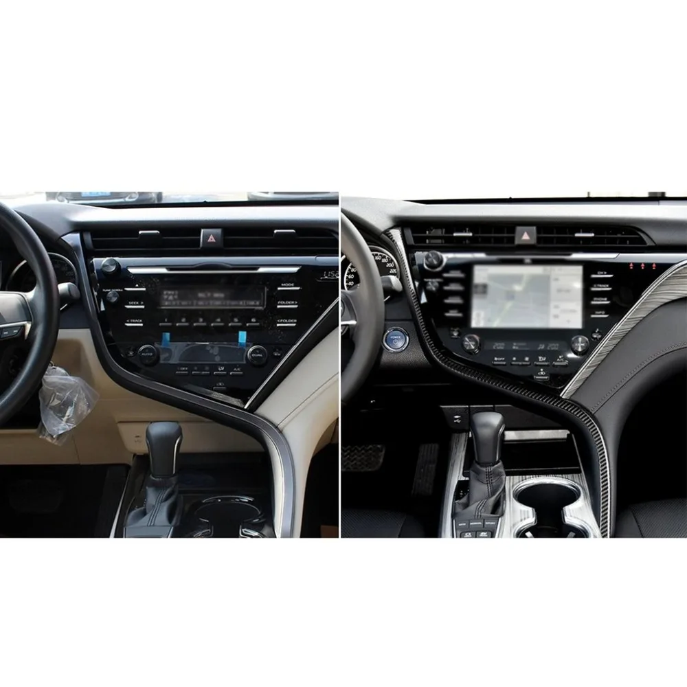 Для Toyota Camry карбоновая внутренняя центральная консоль формовочная крышка- 1 шт. крышка рамка отделка автомобильные аксессуары