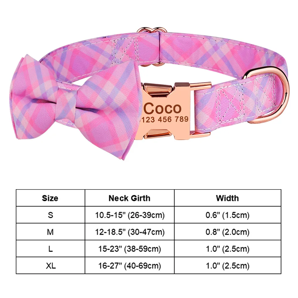 Personalized Custom Dog Collar Adjustable Nylon Leash Engraved Name Dog Collar Puppy Leash Small Large Pet Dog Collar Leash Set 