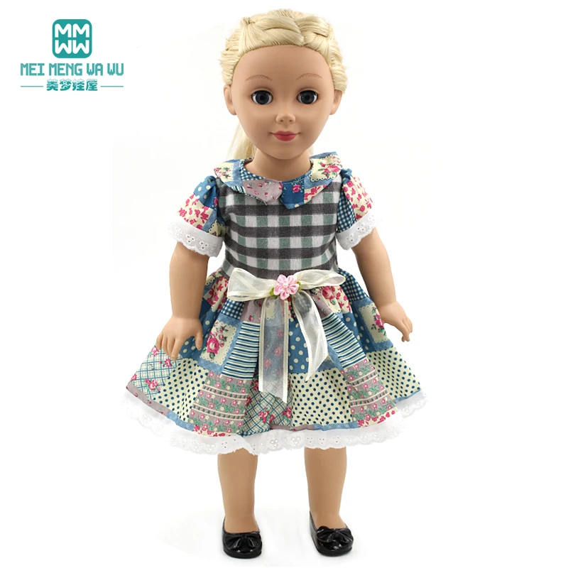 Clothes for Dolls Fits 45CM Toys American Doll Accessories Fashion Bow-Knot Dress Girl's gift